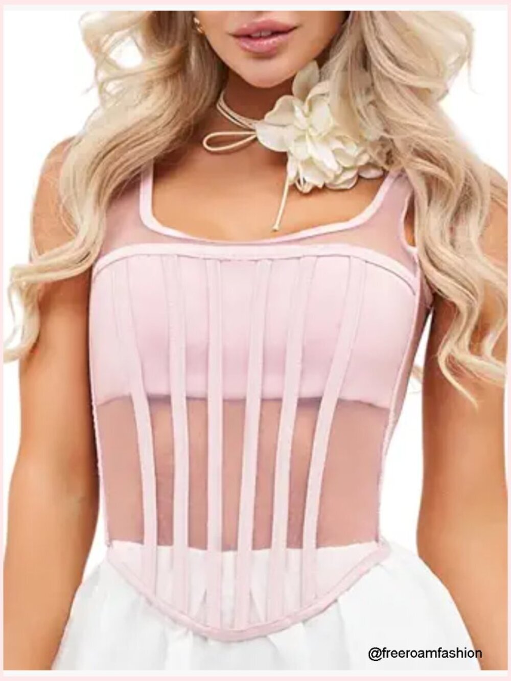 Overbust Mesh Corset Lace Up Shapewear 15 Steel Boned Bustier